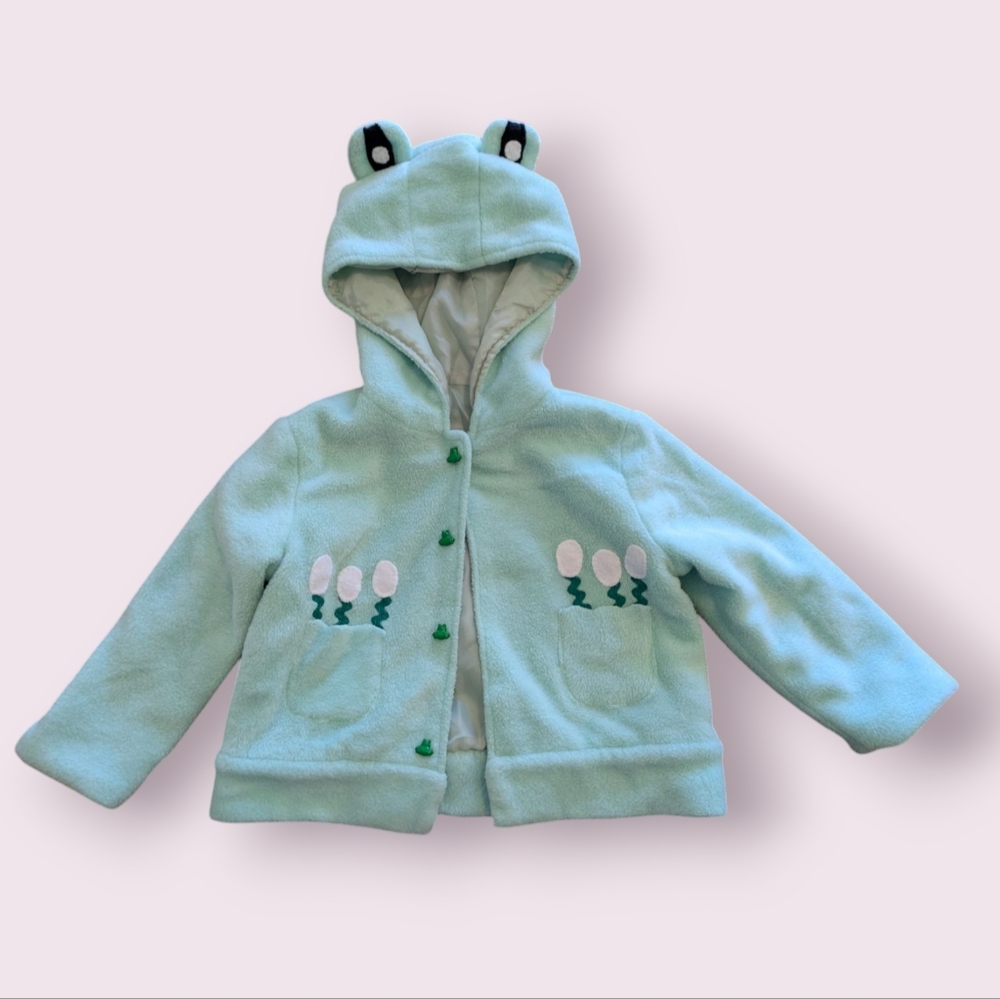 Vintage 2T Adorable Mint Green Frog Hooded Parka for Kids